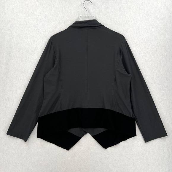 EILEEN FISHER Jacket Womens Large Gray Black Lightweight Washable Stretch Crepe - Picture 3 of 15